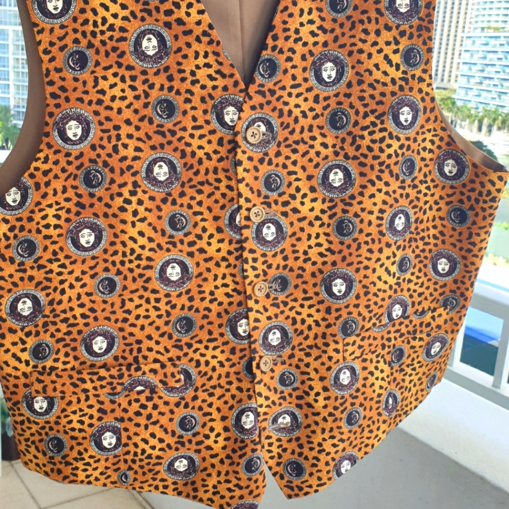 Gianni Versace velvet baroque brown and black Men's vest